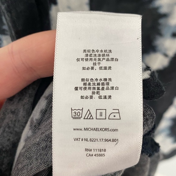 Michael Kors Blue Rings Tie Dye Asymmetrical Beach Vacation Summer Top - Picture 5 of 7